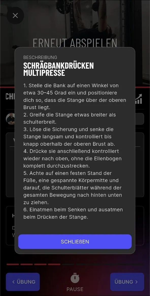 Übungsbeschreibung mit sechs Schritten zur richtigen Ausführung