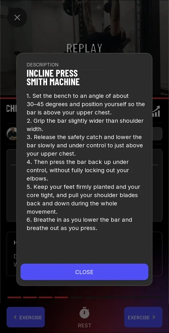 Exercise description with six steps for correct form